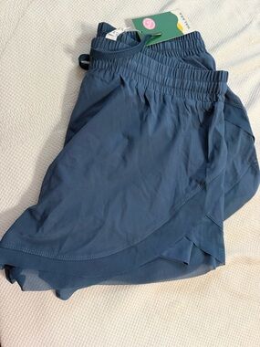Blue Athletic Short with Drawstring Waist